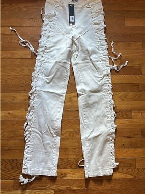 NWT I.AM.Gia Holly Laced Side White Jeans